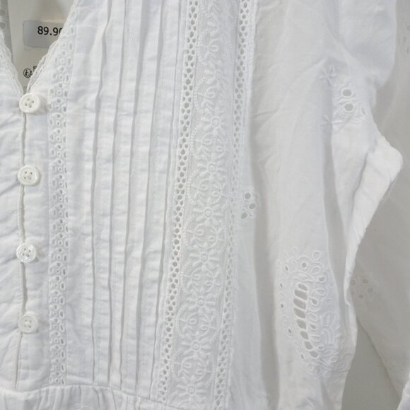 ZARA DRESS SIZE M WHITE EYELET EMBROIDERED MARIAH MIDI LONG LOOSE SUMMER NEW - Picture 5 of 11